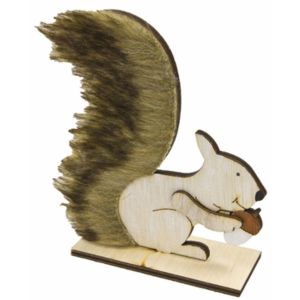 Ruedelafete Déco Ecureuil 15cm en bois et fourrure
