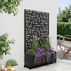 Jardini&egrave;re brise-vue Bernalda acier 186 x 120 x 40 cm noir