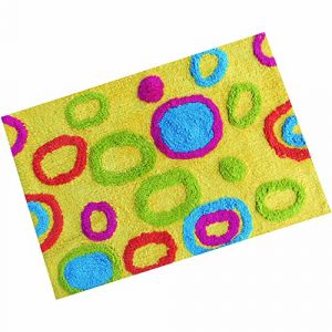 MSV 140519 Tapis Coton Motif Rond/Jaune 80 x 50 x 0,1 cm