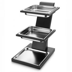 Pujadas Présentoir Buffet Cubic 3 Niveaux avec Bacs GN 2/3 - DM laquée et Inox 650x380x590mm