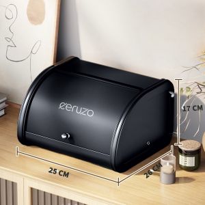 Ceruzo - Corbeille à pain à couvercle coulissant - Design rétro - Boîte de rangement pour la cuisine - Noir mat - 25 x 26 x H17 cm