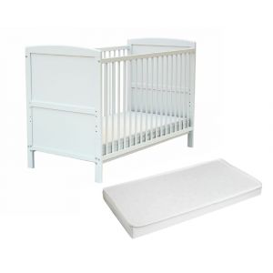 Ateliers T4 Lit bébé évolutif en bois avec matelas en bois Blanc