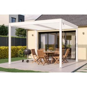 Pergola bioclimatique autoportée PIANA 3x3m aluminium blanc - Lames orientables