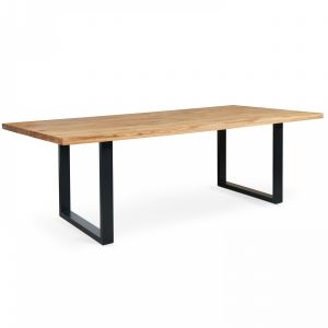 Oviala Table rectangulaire bords droits avec piètement en U - 240 x 95 x 75 cm - Noir