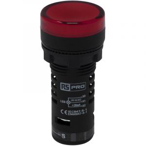 Rs pro Voyant lumineux complet avec circuit de test led Rouge 24 v (c.a./c.c.), ø découpe 22mm, Montage panneau, IP65 (Prix pour 1 )