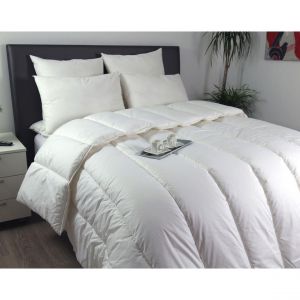 Couette temp&eacute;r&eacute;e 200x200 blanc en polyester