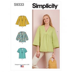 Simplicity Patron 9333 - Top ample avec décolleté V du 34 au 52 -
