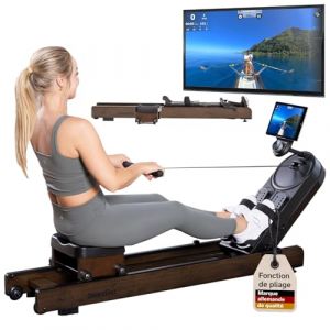 Skandika Rameur magn&eacute;tique connect&eacute; Rovek - 32 niveaux de r&eacute;sistance - Inertie 6 kg - Bluetooth - Kinomap - Pliable