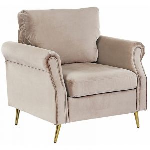 Beliani Fauteuil en velours taupe VIETAS