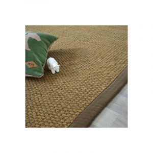 Décoweb Tapis Coco Delhi panama - Ganse coton marron - 80 x 150 cm