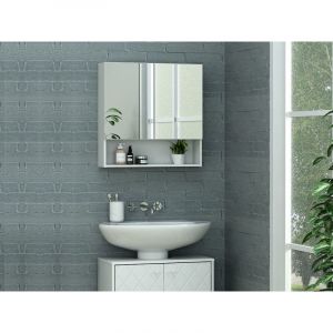 Armoire murale de salle de bain avec miroir et nic Z PA Blanc
