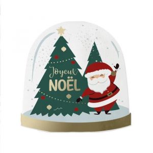 10 SERVIETTES DE TABLE JETABLE PAPIER BOULE À NEIGE JOYEUX NOËL Blanc