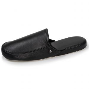 Isotoner Chausson mules cuir Homme Noir
