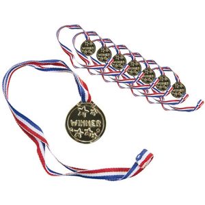 Ruedelafete Sachet de 8 m&eacute;dailles Winner, avec ruban tricolore