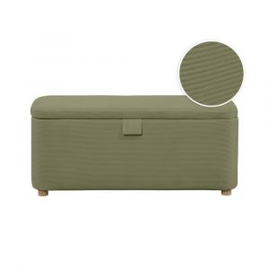 Loungitude PISTACHE - Bout de lit avec rangement en velours côtelé - Vert foncé