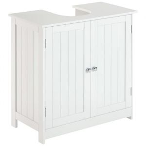 Homcom Meuble sous lavabo - avec placard à 2 portes, étagère réglable - anti-humidité - 60 x 30 x 60 cm - blanc