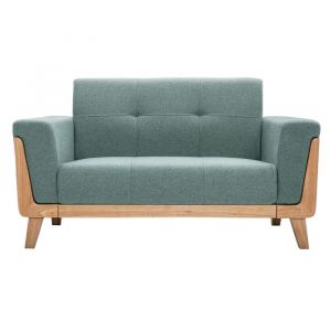 Miliboo Canap&eacute; scandinave 2 places en tissu vert de gris et bois clair fjord