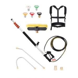 Lance Télescopique pour Nettoyeur Haute Pression-VEVOR-5437 mm-4000 psi avec Rallonges-5 Buses-Ceinture de Support