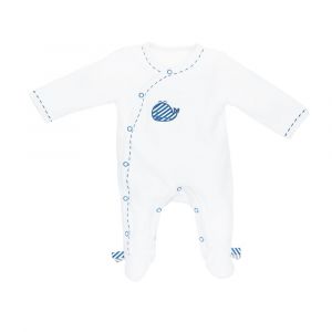 Sauthon Pyjama en velours Blue Baleine - Blanc - Naissance