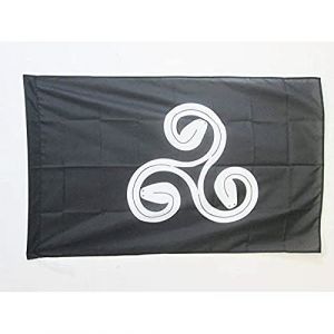 AZ FLAG - Drapeau Bretagne Triskell Triserpent - 150x90 cm - Drapeau Triskell Breton 100% Polyester Avec Fourreau et cordelette - Pavillon 110 g