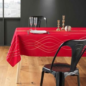 Nappe Rectangle 100% Polyester – Antitaches / Infroissable – Idéal pour les fêtes de fin d’année, Noël, Anniversaire – Elona - roug