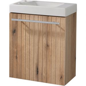 Meuble Strié Bois Solo avec lave-mains pour Robinet à gauche