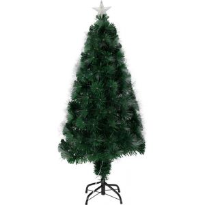 Décoration de Noël Sapin de Noël en fibre optique - étoiles lumières led et pointe - 60 cm - 8 fonctions