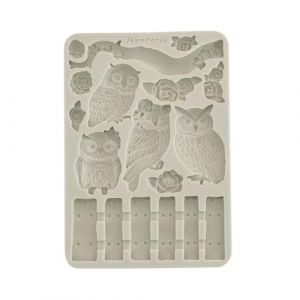 Stamperia - Silicon Mould A5 for Scrapbooking, Bullet Journals and More, Non-Stick Surface, Suitable for Air-Dry Clay, Resin and More, Perfect for Crafts and Gifting (The Owl’s House, Owls and Branch)