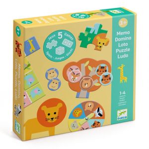 Djeco JEUX EDUCATIFS - MÉMOS, LOTOS, DOMINOS : Animaux sauvages - 5 JEUX