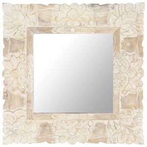 VidaXL Miroir Blanc 50x50 cm Bois de manguier massif