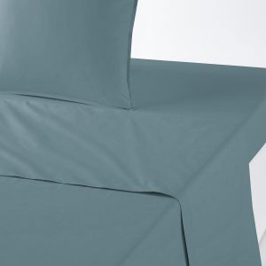 Drap plat uni en percale de coton biologique Bleu/Gris Taille 180X290 cm;240X290 cm;270X290 cm;150X250 cm