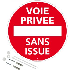 Signaletique.biz France - Panneau de signalisation rond prépercé pvc ou alu diamètre 250 ou 300 mm + kit de fixation pour pose facile, rapide - Voie