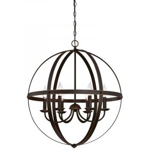 Westinghouse Lighting 6328240 Eclairage, Plastic, Bronze huilé avec Reflets luminaire suspendu-6 lumières