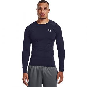 Image de Under Armour UA HG Armour Comp LS, T-shirt à manches longues anti-odeur, Vêtement de sport pour homme Homme, Midnight Navy / White, S