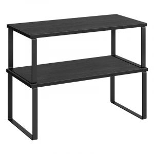 Songmics Tagère à Épices, Lot de 2, Organisateur de Placard, Étagère de Rangement de Cuisine Extensible, Porte-épices Empilable, Métal, Bois