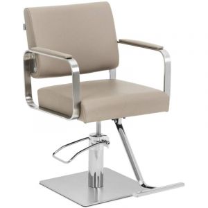 Chaise de coiffure avec repose-pieds - 50 - 66 cm - 200 kg - beige/argent