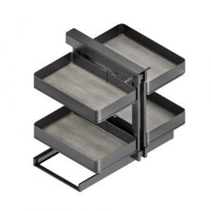 Emuca Meuble d&aposangle articul&eacute; Harmony pour les meubles de cuisine, Droite/Gauche, Acier et Bois, Gris anthracite - talla