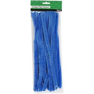 Fil chenille, &eacute;paisseur 15 mm, L: 30 cm, bleu fonc&eacute;, 15pi&egrave;ces