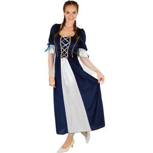 TecTake Costume de fille royale - xl - bleu/blanc - satin & velours - robe pour adultes 170-180 cm