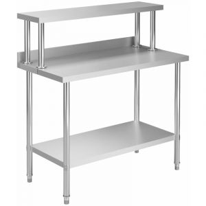 Table de travail de cuisine avec étagère 120 x 60 x 120 cm acier inoxydable 02_0001919
