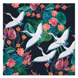 Homea Set de 20 Serviettes Papier 3 Plis 33 x 33 cm Envol de Grues Blanches