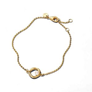 Pandora Bracelet Cercle Pavé de Forme Organique & Perle de Culture d'Eau Douce Traitée - Taille 18 cm
