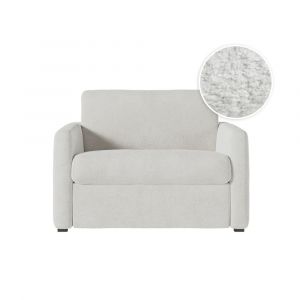 Loungitude Fauteuil AGATHE convertible express 70x190cm en tissu bouclette blanc - Matelas 13cm