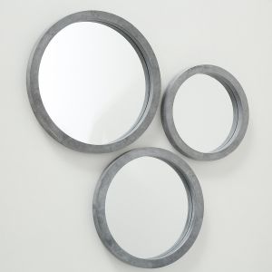 Image de Boltze Set de 3 Miroirs Décoratifs Ronds en Bois Gris 0,000000