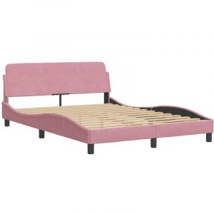 VidaXL Cadre de lit et tête de lit sans matelas rose 140x200cm velours