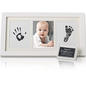 Empreint Bébé Cadeau Bebe Garcon Bebe, Cadre Déco Blanc Encre Non Toxique, Souvenir Personnalisé Pour Décoration Chambre Bébé,Cadeau Original Naissance–Cadeau Naissance Liste de Naissance