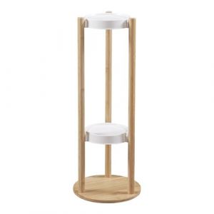 Étagère à plantes Sastamala à 3 niveaux bambou 80 x 31 x 31 cm naturel blanc [en.casa]