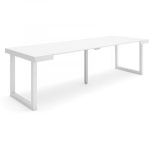 Table console extensible - SKRAUT HOME - RF2985 - Blanc - 260 - Pieds bois massif - 12 personnes