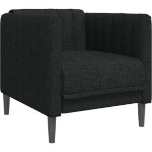 VidaXL Fauteuil, Chaise de Relaxation avec Accoudoirs et Dossier, Siège avec Pieds, Fauteuil TV de Salon Salle de Séjour, Moderne, Noir Tissu