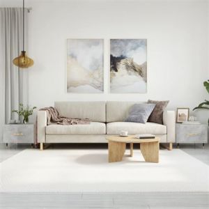 VidaXL Tables Basses 2 pcs, Tables d'Appoint avec Tiroir, Bouts de Canapé avec Pieds, Meubles de Rangement Salle de Séjour, Moderne, Gris Béton Bois d'Ingénierie